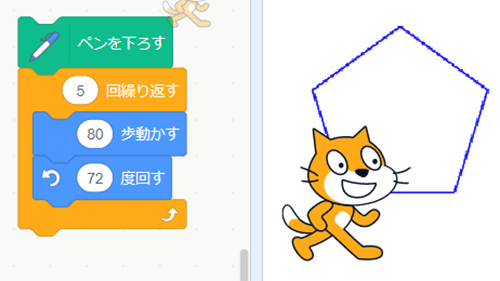 正五角形を書くプログラム