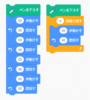 正方形を書くプログラム